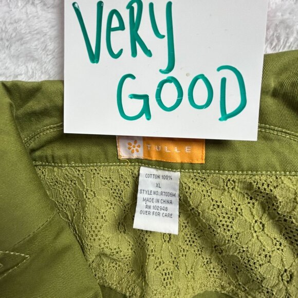 Tulle Womens Olive Green Military Style Jacket XL Cotton Pockets Lightweight - Picture 3 of 7